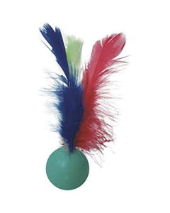 Brinquedo Bolinha com Penas Cat Toy Azul para Gato